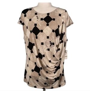 Alfani Draped Printed Blouse